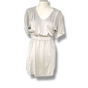 J. Crew Women’s Hideaway Gray Dress Silk Panel Short Sleeve Scoopneck Size Small